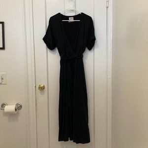 Ankle Length Black Wrap Dress